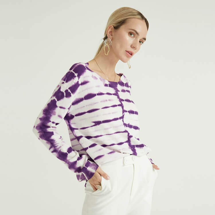 新款高品质时尚简约白色紫色女式套头衫女
