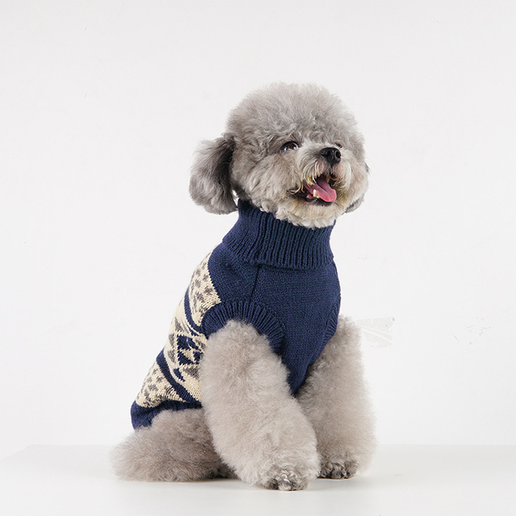 个性化小狗圣诞节针织提花毛衣外套高领丑陋圣诞毛衣 